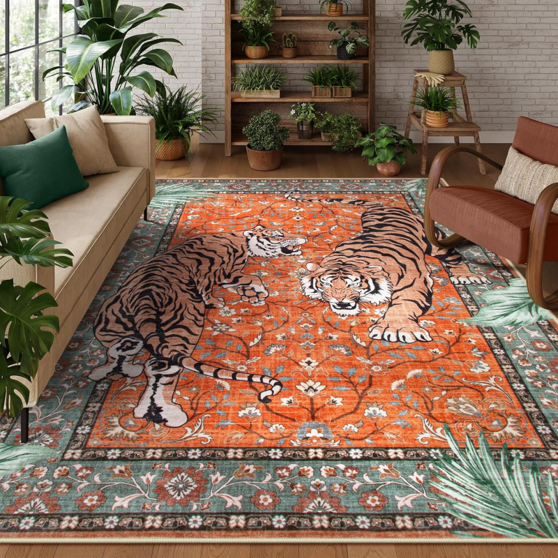 VIKAMA Boho Tiger Pattern Area - Coffee Equipment At Home reseña y precio