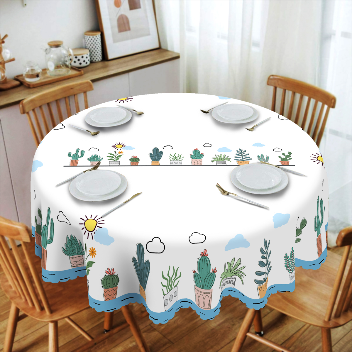 Cute Cartoon Cactus-Themed Pol - Coffee Equipment At Home reseña y precio